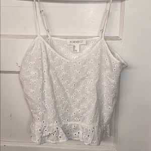 Cropped white crochet tank (forever 21)